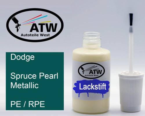Dodge, Spruce Pearl Metallic, PE / RPE: 20ml Lackstift, von ATW Autoteile West.
